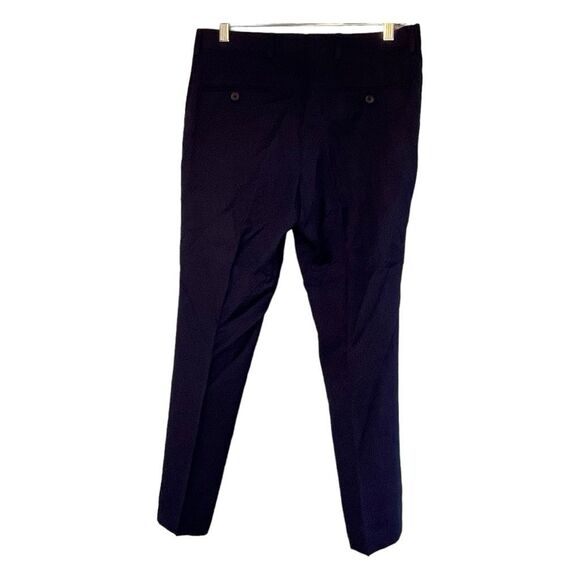 Egara Dress Pants Navy Blue Knit Extreme Slim Fit Trousers Smooth Front 32 Short - Picture 3 of 5